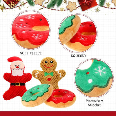 Peluche Donut de Noël Chien Mâcheur Lots de 3 et 5