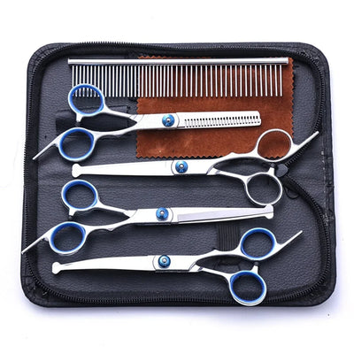 Ciseaux de Toilettage Chien Professionnels Kit 4 Paires et Peigne
