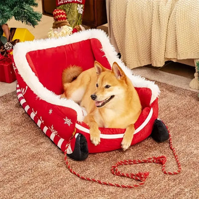 Lit de Noël Traîneau Rouge Grand Chien