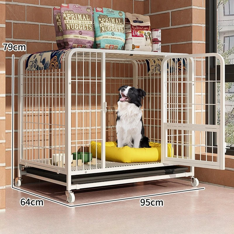 Cage pour Chien Labrador avec Plateau Toilette et Roulettes