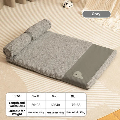 Lit pour Petit Chien avec Traversin Sherpa Lavable 75x55 cm