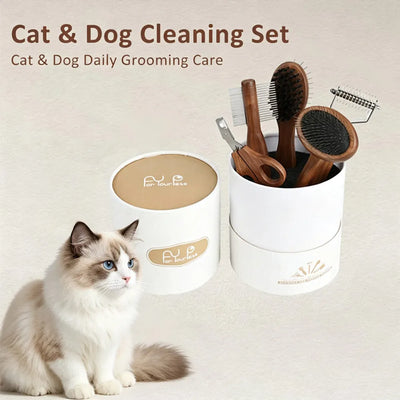 Brosse de Toilettage Chien et Chat, Kit Peignes et Coupe-Ongles