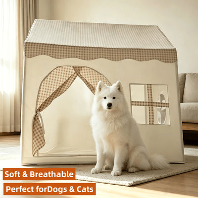 Tente pour Chien Grande Taille Niche Pliable Portes Enroulables
