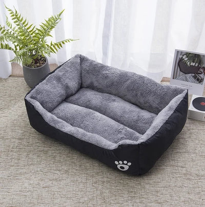Panier Rectangulaire Noir Doux Antidérapant pour Chien