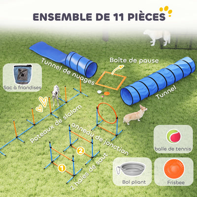 Kit d'Agility Chien PawHut 11 Pièces avec 2 Tunnels