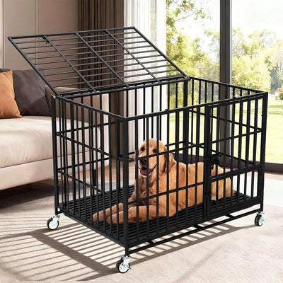 Cage pour Chien Garvee Métal Anti-Évasion 137 cm 3 Portes