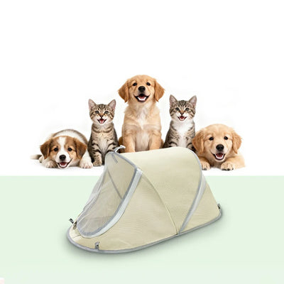 Tente pour Chien Pop-Up Anti-UV Niche Pliable Beige