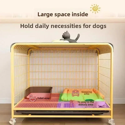Cage pour Chien Labrador avec Plateau Toilette et Roulettes