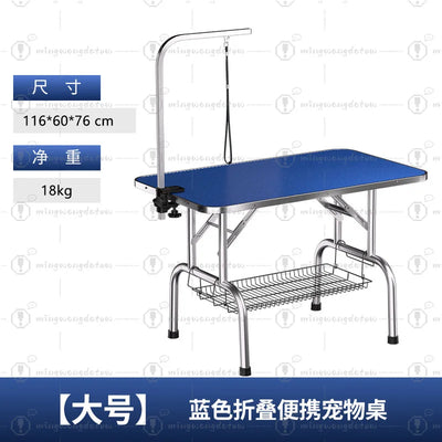 Table de Toilettage Pliable 116 cm avec Potence pour Chien