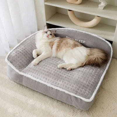 Canapé pour Chien Grande Taille Dossier Haut Flanelle Gris
