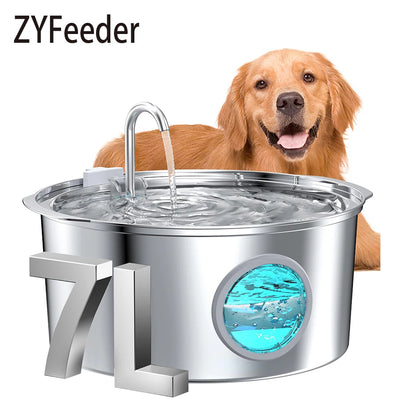 Fontaine à Eau Chien Inox 7 L Fenêtre Niveau d'Eau