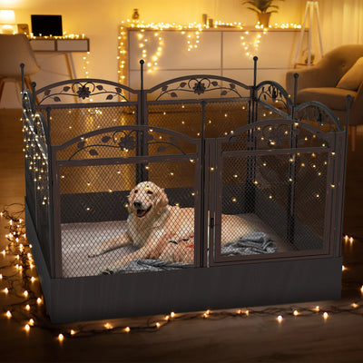 Parc pour Chien Mise Bas 8 Panneaux Métal 126 cm