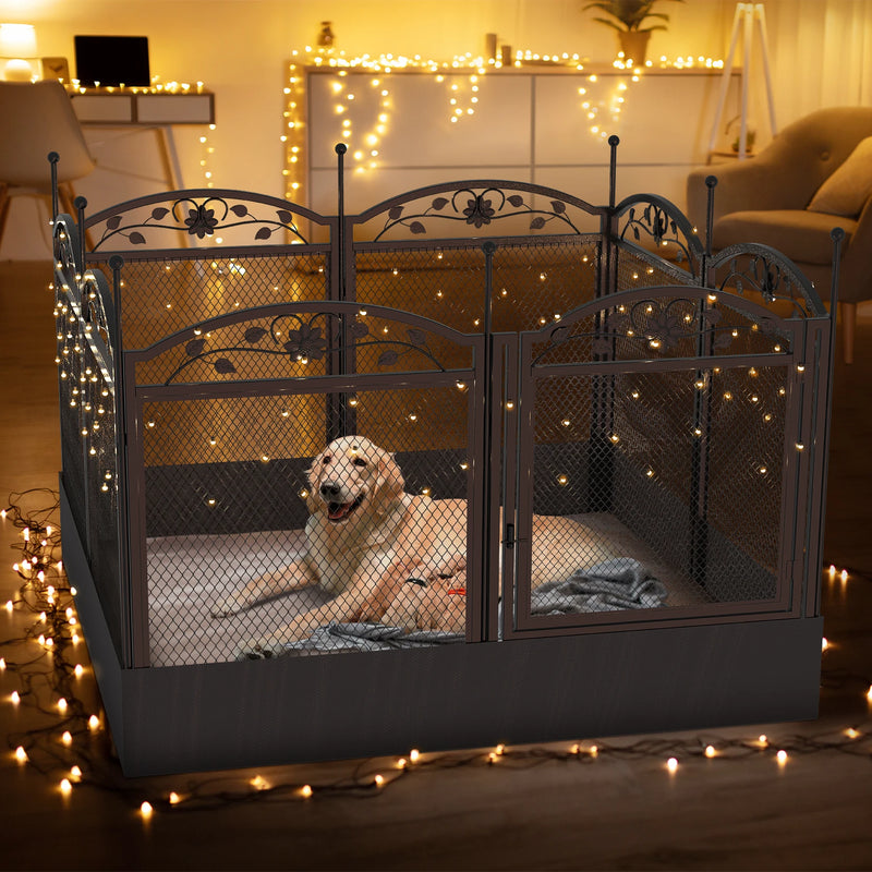 Parc pour Chien Mise Bas 8 Panneaux Métal 126 cm