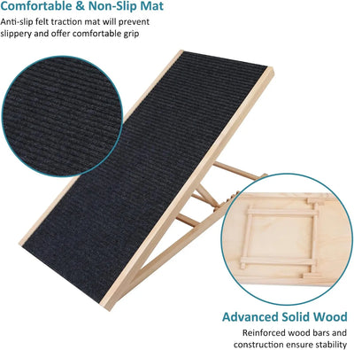 Rampe pour Chien Bois Réglable Pliable Antidérapante 45 kg