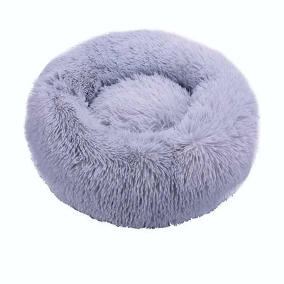 Panier Rond Fausse Fourrure Gris Lavable Grand Chien