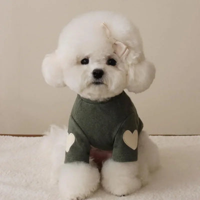 Sweat Polaire Chien Écusson Cœur Col Montant