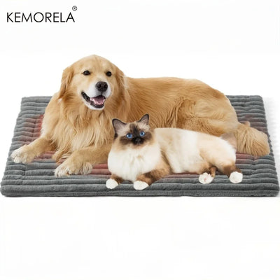 Matelas Rayé pour Chien KEMORELA Peluche Lavable 120x60 cm