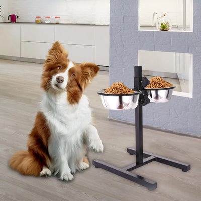 Gamelle Surélevée Réglable Double Bol Inox sur Pied