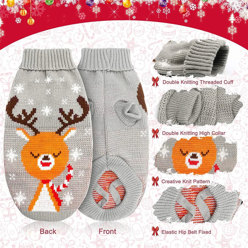 Pull pour Chien de Noël Tricoté Rennes Moyen et Grand