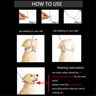Collier Étrangleur Chaîne Serpent Inox pour Chien Réglable
