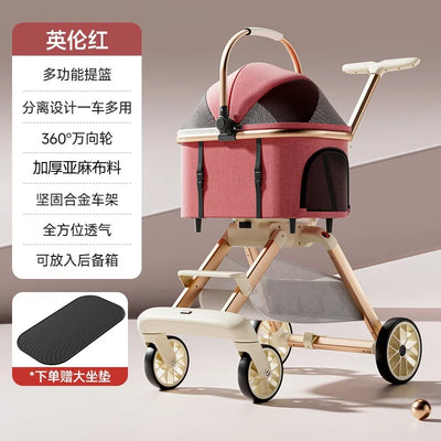 Poussette pour Chien de Luxe 3 en 1 Nacelle Détachable