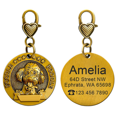 Médaille Cuivrée Gravée Silhouette de Race pour Chien