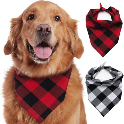 Bandana Chien Triangulaire Carreaux Nœud Papillon