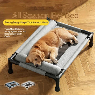 Lit Surélevé pour Chien Bords Rembourrés Toile Aérée jusqu'à 30 kg
