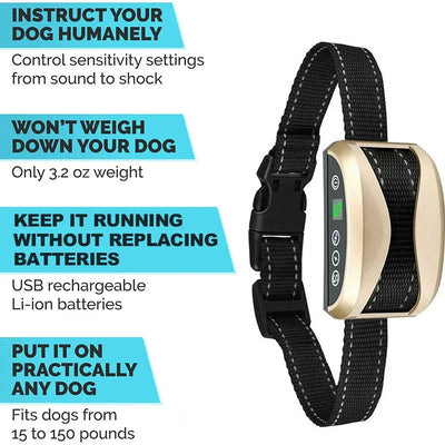 Collier Anti-Aboiement Rechargeable Gros Chien Étanche