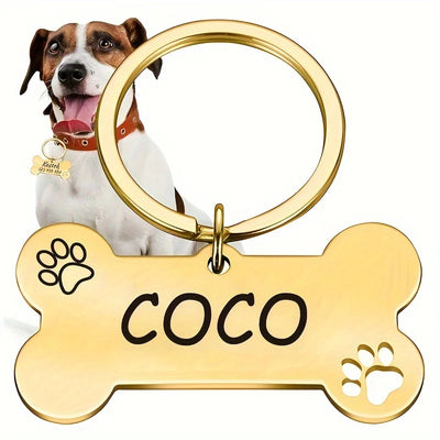 Médaille Os Doré Empreintes de Pattes Personnalisée Chien