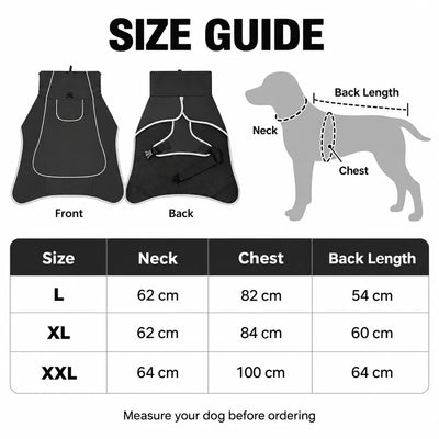 Manteau Imperméable Polaire Noir Chien Taille XL