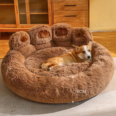 Lit Rond pour Grand Chien Forme Patte d'Ours 110 cm