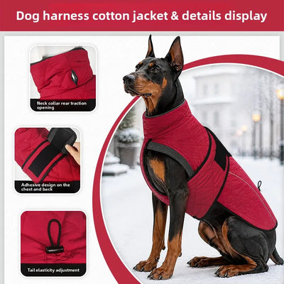 Manteau Imperméable Doublé Polaire pour Grand Chien, Ouverture Harnais