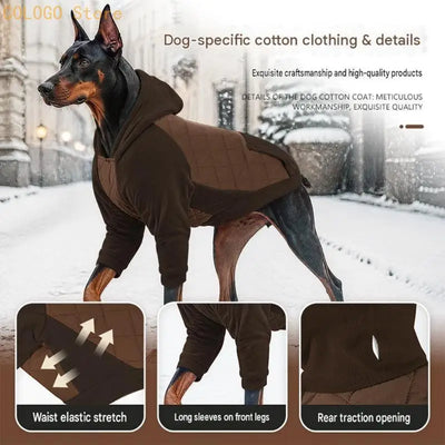 Manteau Chien à Capuche Rembourré Manches Longues Grand Chien