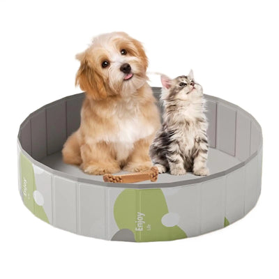 Piscine pour Chien Ronde Pliable 120 cm Gris et Vert