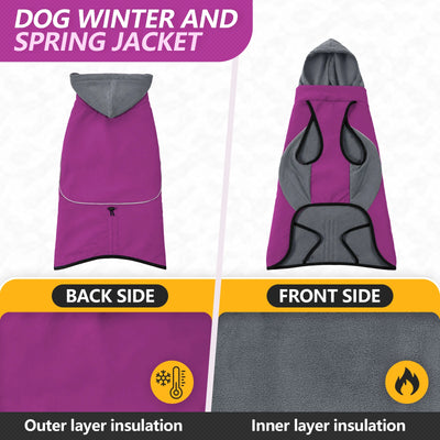 Manteau Imperméable Coupe-Vent Capuche Doublé Polaire Grand Chien