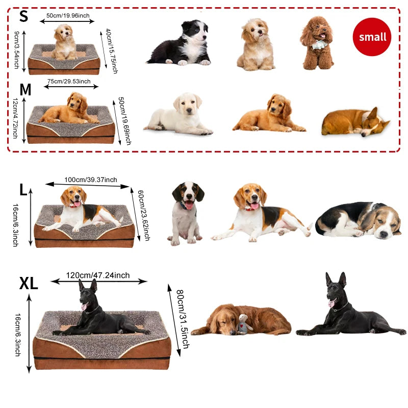 Canapé pour Chien Déhoussable Mousse Épaisse 120 x 80 cm