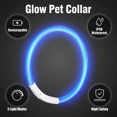 Collier Lumineux LED Étanche 3 Modes Rechargeable Chien