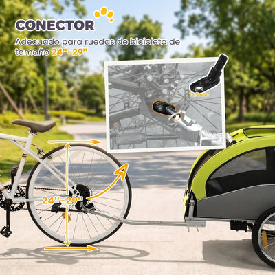 Remorque Vélo PawHut 2-en-1 Chien 20 kg Suspension
