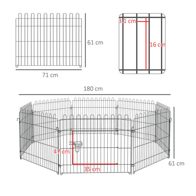 Parc Pliable pour Chien PawHut 8 Panneaux 71 x 61 cm