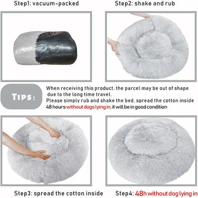 Panier Rond Donut Fibre Longue pour Chien 40 à 110 cm