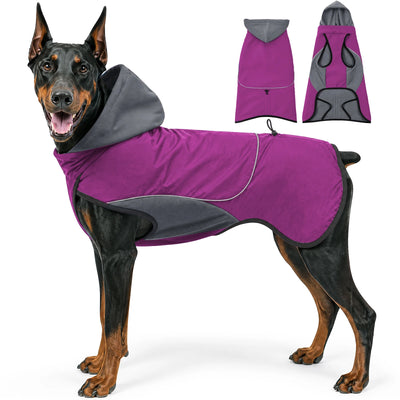 Manteau Imperméable Coupe-Vent Capuche Doublé Polaire Grand Chien