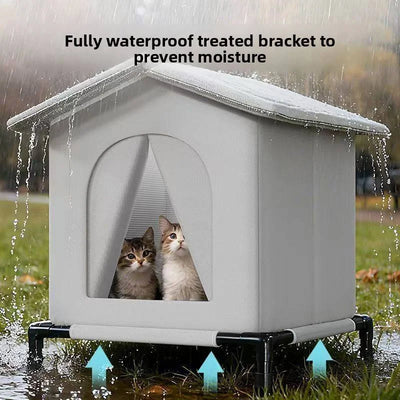 Petite Niche Chien Pliable Grise Surélevée pour Chiot