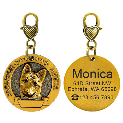 Médaille Cuivrée Gravée Silhouette de Race pour Chien