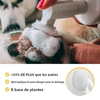 Mousse Nettoyante Pattes avec Brosse Double Face pour Chien