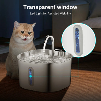 Fontaine à Eau Chien et Chat Inox 2,2 L Filtrée