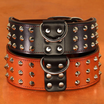 Collier Cuir Clouté Large 5 cm Gros Chien Rottweiler Pitbull
