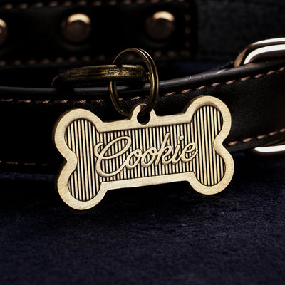 Médaille Laiton Gravée en Os pour Chien
