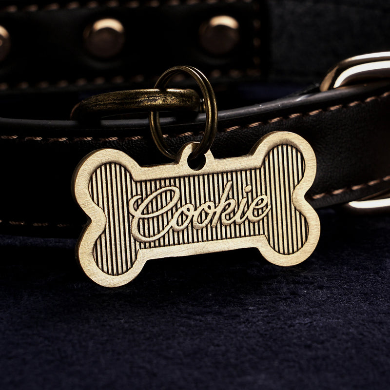 Médaille Laiton Gravée en Os pour Chien