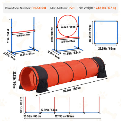 Kit d'Agility Chien SucceBuy 5 Pièces Obstacles Réglables